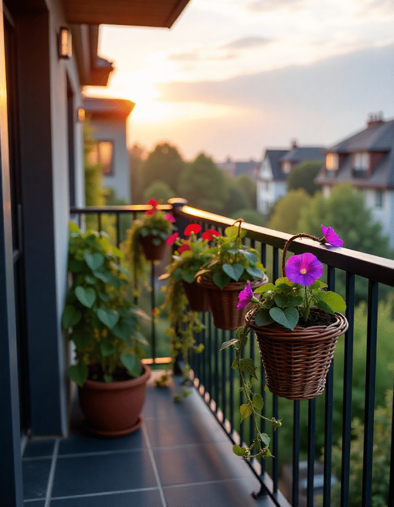 outdoor artificial flowers, balcony