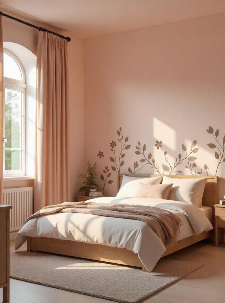 middle class bedroom, accent wall