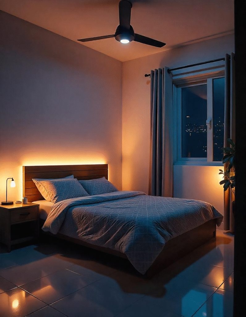 middle-class bedroom LED light