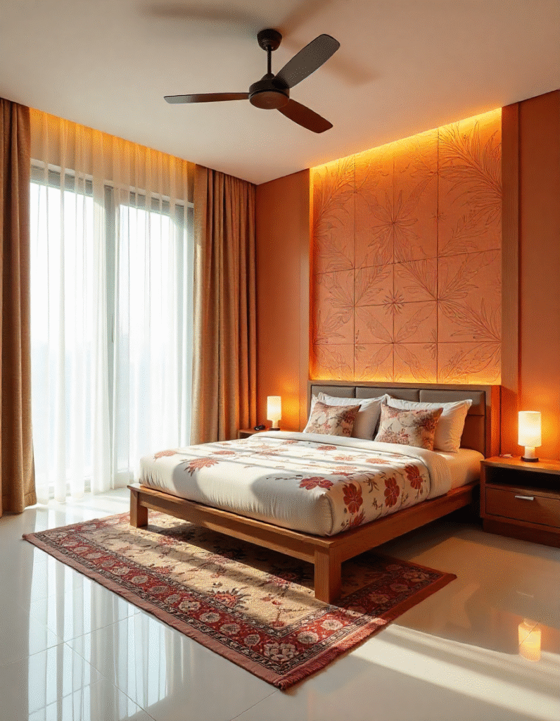 bedroom wall design. Clay & Terracotta Accents